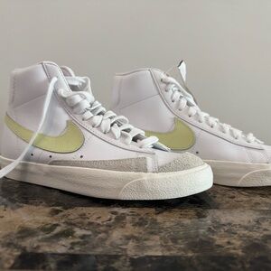 Nike White and Pale Green High-Tops Blazers